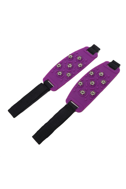 Purple 1/2 Pairs Shoe Spike Winter Velcro Ice Claw Outdoor Climbing Snow Mountain and Snow Ground An