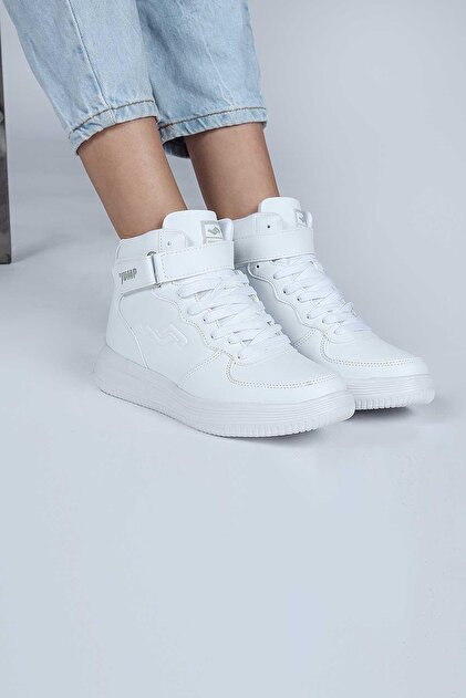 かこ♪ Jump 16308 Yüksek Bilekli Beyaz Kadın Sneaker Günlük Spor Ayakkabı