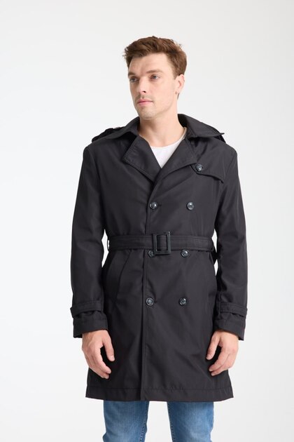 İLKCET MODA Men's Black Waterproof Regular Trench Coat- Trendyol