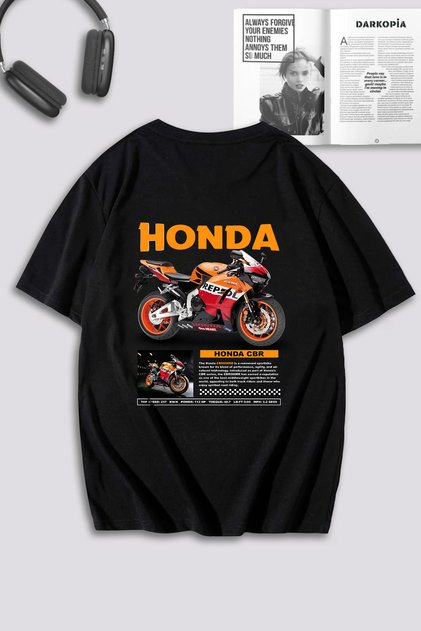 Tricou supradimensionat cu imprimeu pentru spate pentru motociclete Honda CBR, unisex, pentru femei și bărbați
