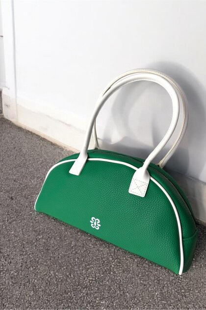 Brianna Sports Model Faux Leather Shoulder Bag with Embroidery Detail
