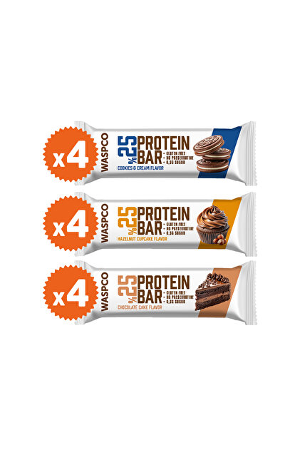 Bitter Çikolata Kaplı Protein Bar Karma Kutu 36g x 12 Adet (3 Çeşit)