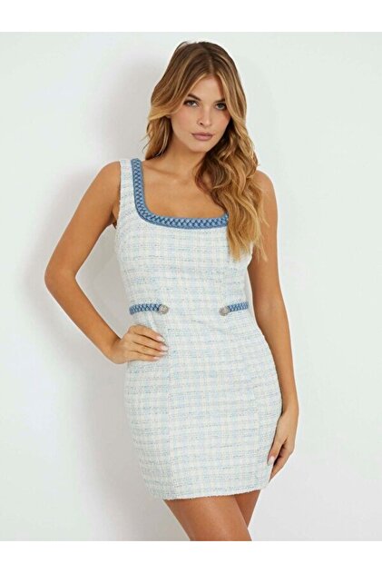 guess blue and white dress Guess Girls Butterly Collage Tulle Dress in Blue 8 Yrs main image 0