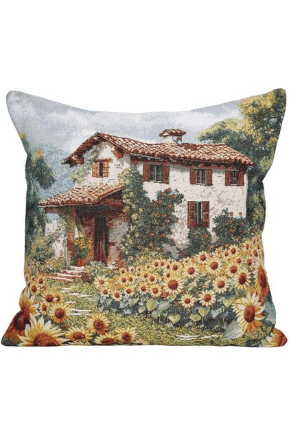 Connel Jacquard Woven Tapete Decorative Sunflower Landscape Cushion 45*45