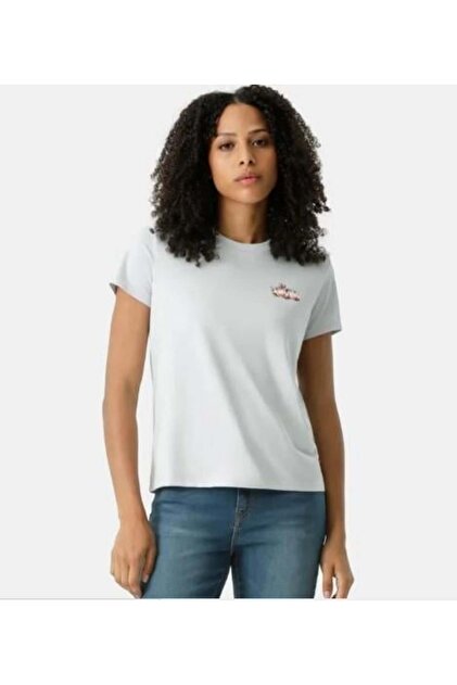 Women's Blue Flower Patterned T-Shirt 17369-2945