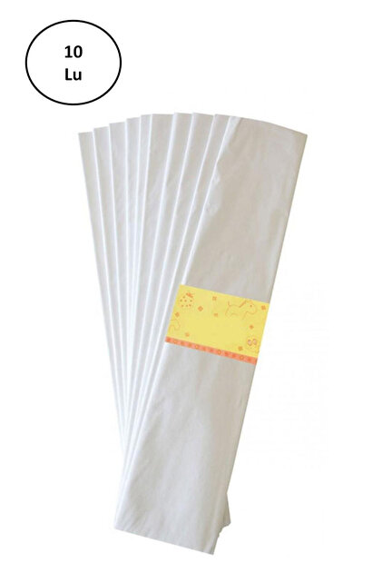 White 10-piece Colored Crapon Paper - 50x200 Cm