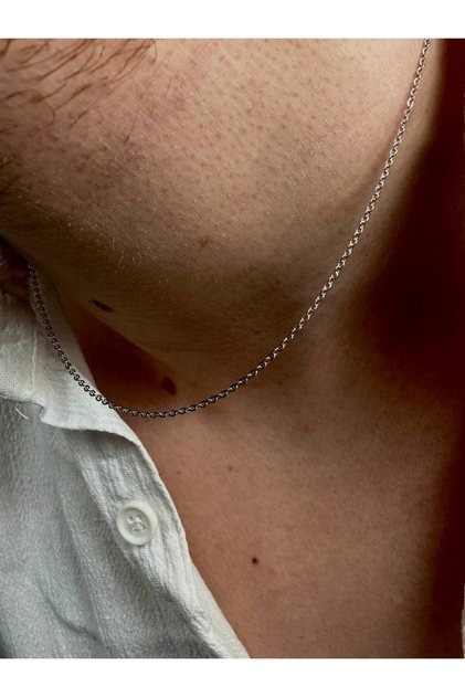 Men's Silver Chain Stainless Steel Necklace Women's Colorfast Unisex Tarnish Resistant Sturdy