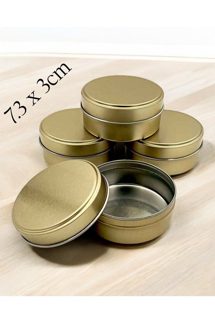 Gold Colored Metal Box Candle and Gift Preparation Box 10 Pieces