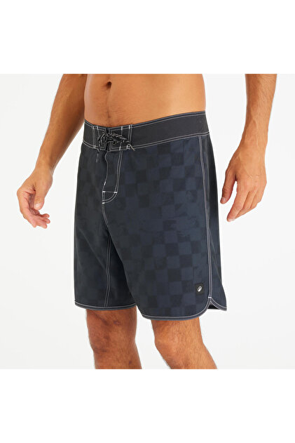 Olaian Erkek Uzun 18" Deniz Şortu/ Boardshort - Siyah - 500 CHECKY