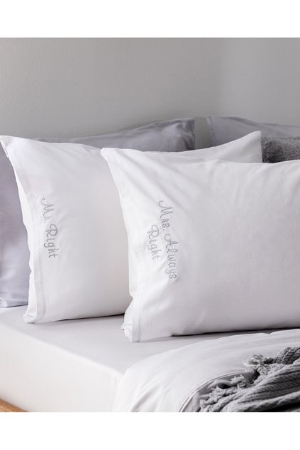 Recy 100% Cotton 2-Piece Pillowcase - White/Gray