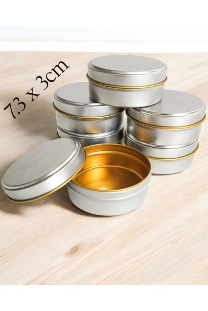 Silver Colored Metal Box Candle and Gift Preparation Box 10 Pieces