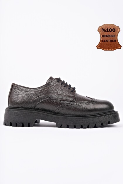 Amour Bağcıklı Hakiki Deri Kalın Taban Günlük Casual Makosen Kadın Loafer Ayakkabı