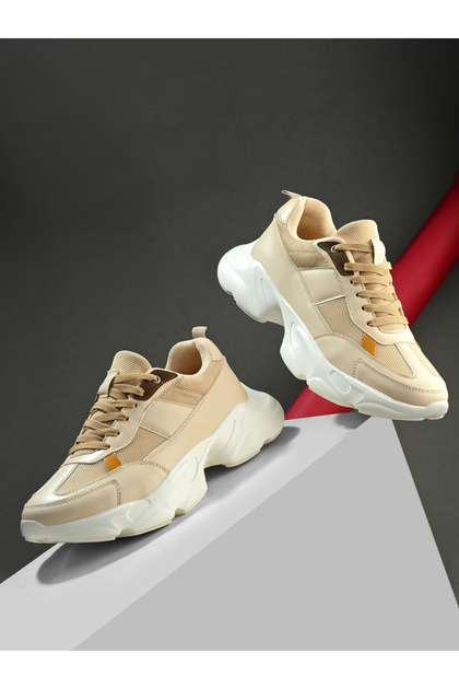 Color Block Chunky Sole Lace Up Sneakers
