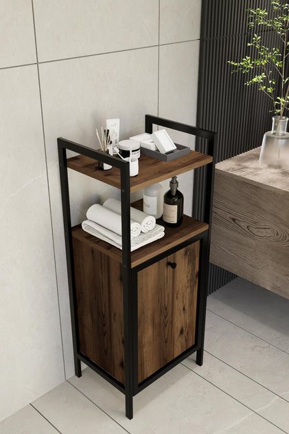 Metal Kirli Çamaşır Sepeti Banyo Rafı Dolabı Düzenleyici Organizeri