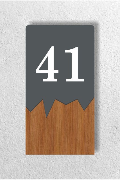 Vertical Metal Composite - Wooden Apartment -Flat Hotel Office Door Number Anthracite - Door No 41