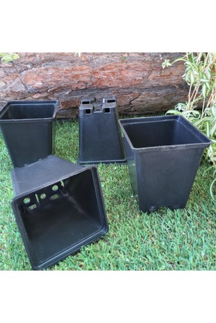 Kare Saksı 35 Adet 0,50 Lt 9,3x10,4 Cm Üretim Saksısı Siyah Saksı Kare Üretim Saksı Plastik Saksı