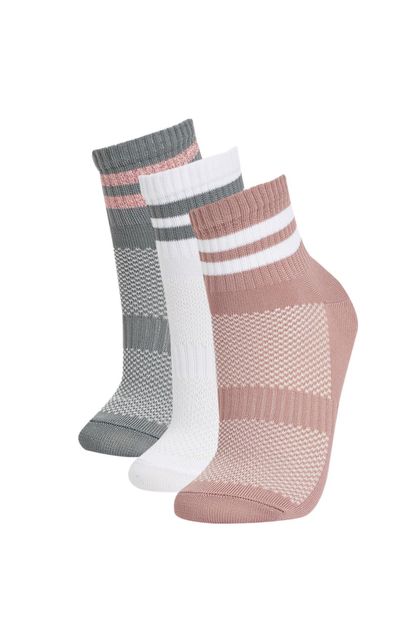 DeFacto Kadın 3'lü Pamuklu Uzun Çorap - 1