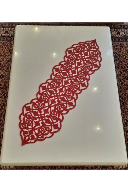 1 Piece Table Runner/100x30cm/s.leather /2 Pieces of Leaves, 2 Pieces of Flower Motif