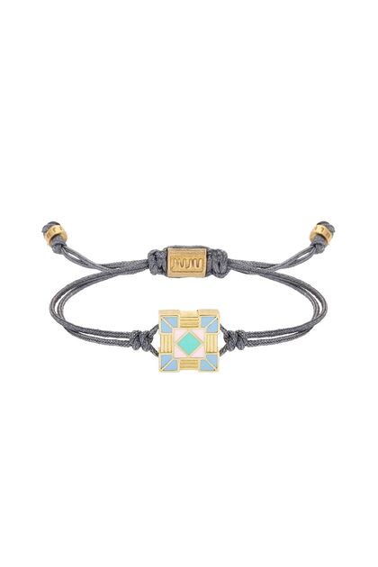 Bronze Blue Enamel Diagonal Bracelet