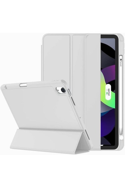 iPad Air 11inç M4/M3/M2 Air 4/5.nesil 10.9 Uyumlu Kılıf Pen Charge Kalem Bölmeli Gri