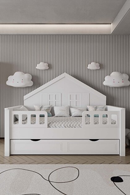 Coala %100 Mdf Malzeme Çocuk Montessori Karyola Yavrulu, Beyaz
