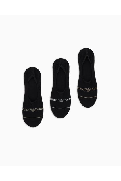 Men's Jacquard Logo Stretch Cotton 3-Piece Black Socks Em 000548 Af12276-Mc061