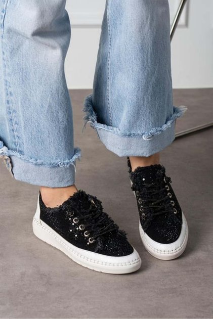 Aria 2410 Kadın Taşlı Kot Sneaker Ayakkabı