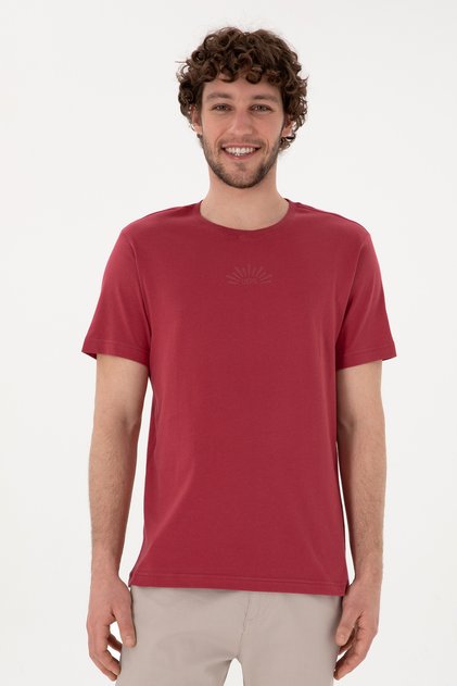 Tricou pentru bărbați, cu croiala normală, cu decolteu, în cireșe 50300268-VR223