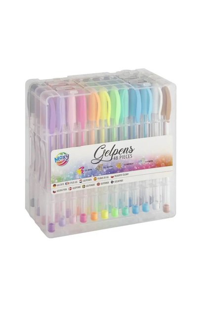 Set 48 pixuri colorate cu gel in cutie de plastic
