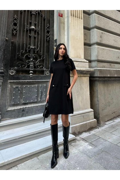 Modal Fabric Dress with Ornamental Pocket