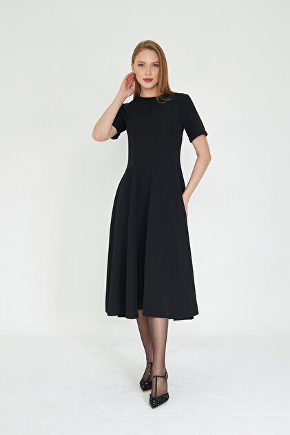 Black Maxi Length Flounce Dress / Sevde Ugur
