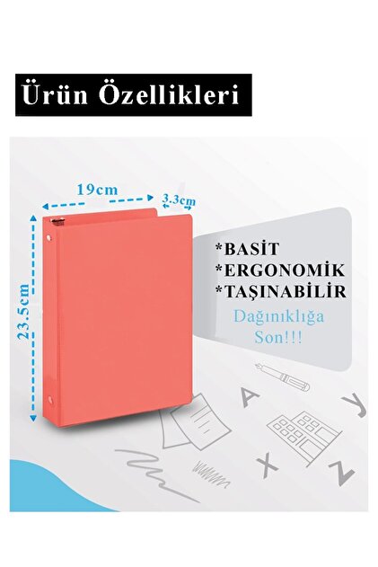 Artlantis Pembe 2 Halkalı Klasör 2 Adet A4 PVC Öğrenci ve Ofis