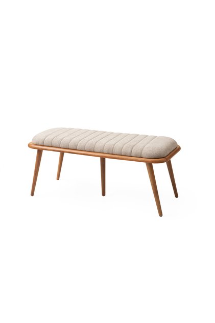 1 Adet Deco Bench Bukle Kumaş Naturel Ahşap İskelet