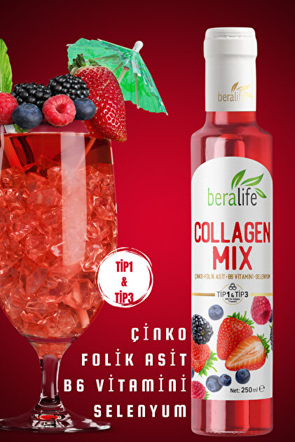 BERALİFE Collagen Mix-Doğal Kolajenli İçecek Tip 1-Tip 3 Kolajen
