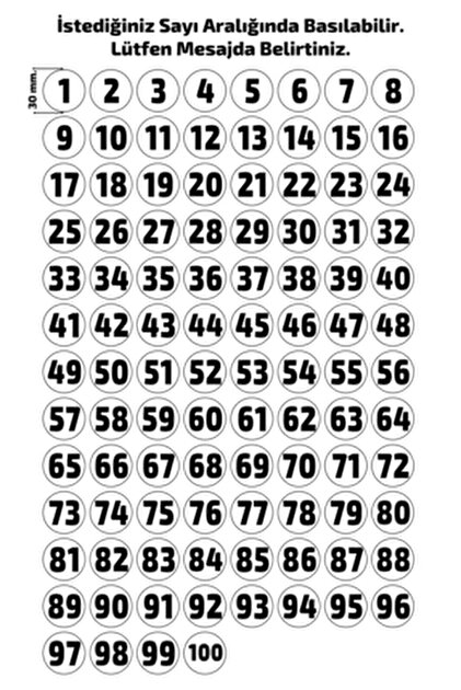 ありがとう　各100枚 DİJİTAL BARKOD Sayı Etiketi Sayı Sticker Numara Etiketi 1'den 100
