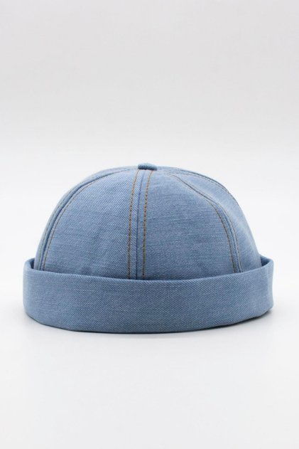 Pălărie Docker Urban Light Blue - Șapcă din denim fără viziere, 100% bumbac