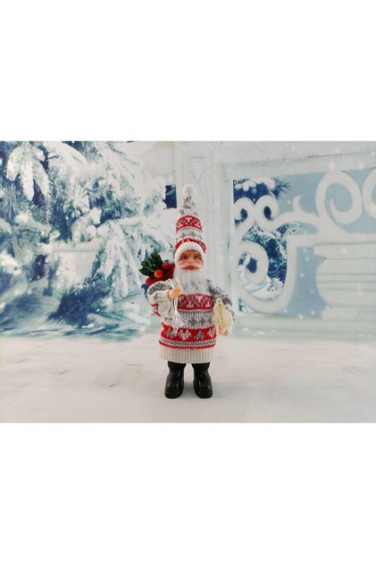 1 Adet Mini Noel Baba Gri Elbiseli Yılbaşı