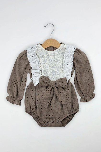 Baby Girl Lace and Ribbon Detailed Jumpsuit