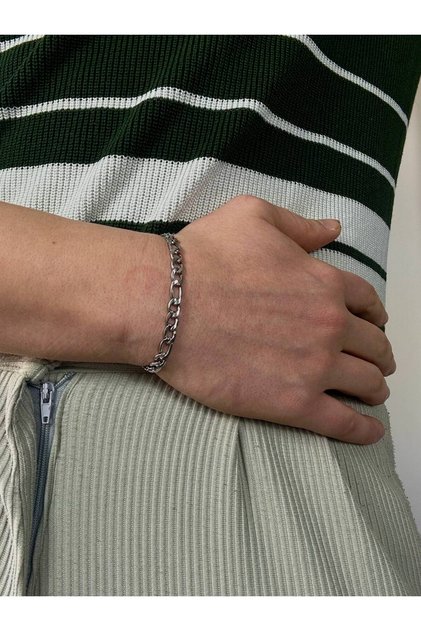 Silver Men's Thick Chain Women's Bracelet Unisex Stainless Steel Does Not Fade Color