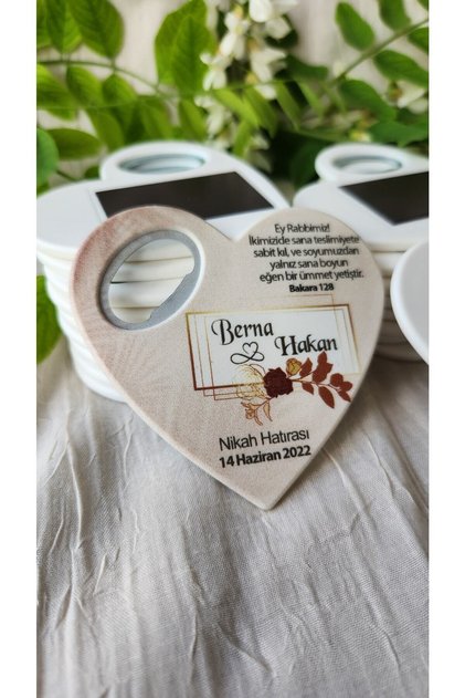 50 Adet Açacaklı Magnet Nişan Söz Kına Düğün Nikah Hatırası Misafirler Için Hediyelik Mıknatıslı