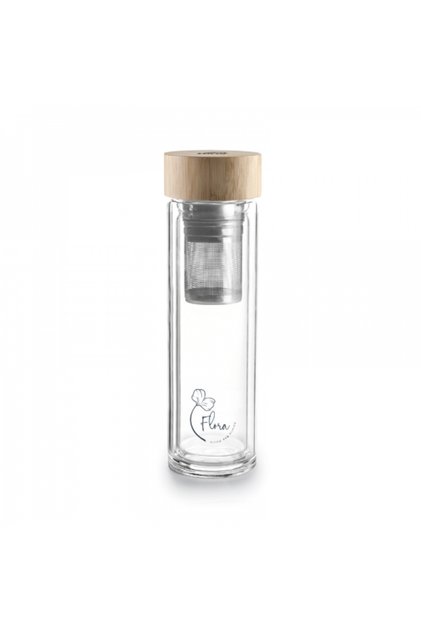 Termos din sticla borosilicata cu infuzor, Flora, 350 ml