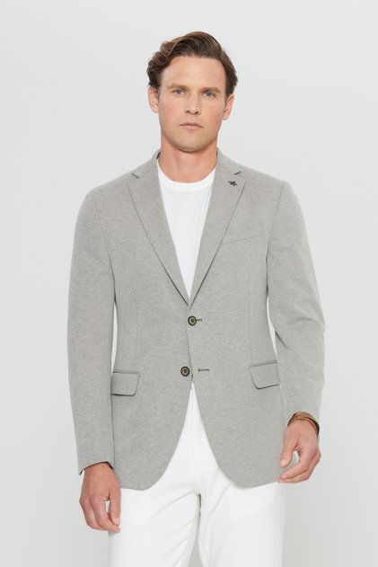 360 All-Direction Stretch Cotton Slim Fit Slim Fit Dobby Blazer Khaki Jacket