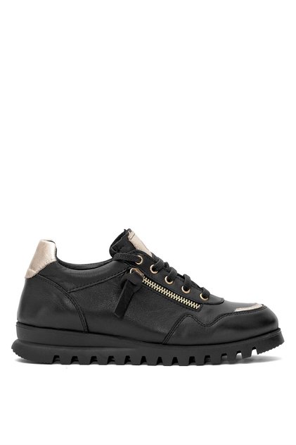 Women's Black Genuine Leather Casual Shoes D25Ya-3195