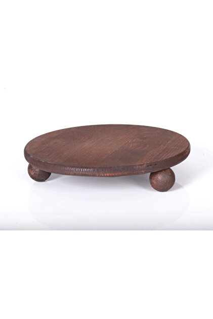 Large 29 Cm Wooden Serving Tray Pedestal Serving Tray Walnut Color