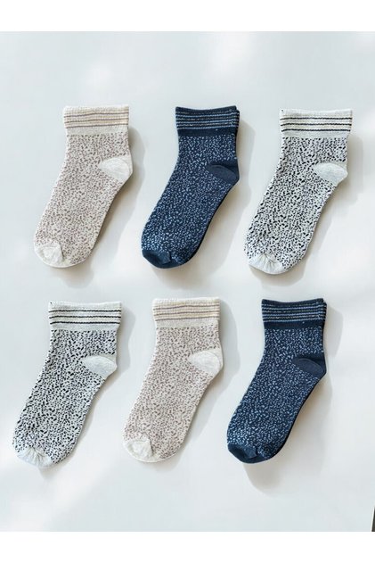 6 Pack Women's Mixed Glitter Half Booties Socks