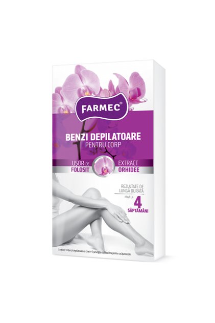 Benzi Depilatoare pentru Corp cu Extract de Orhidee, 14 Benzi