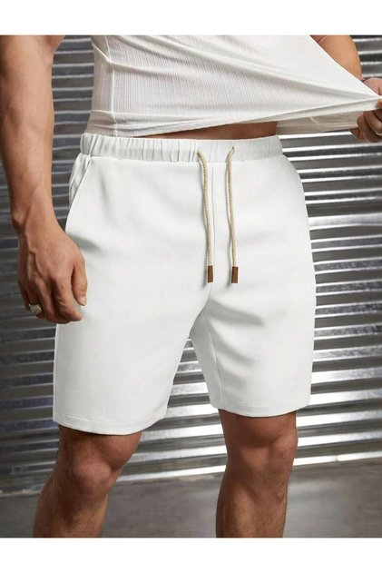 Unisex Black Elastic Waist Slim Fit Summer Combed Shorts New Season