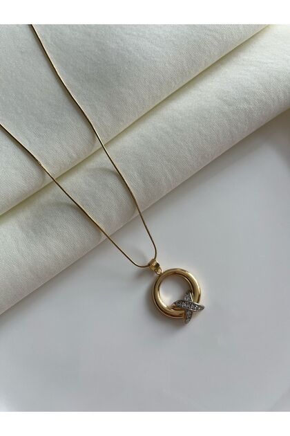 Zircon Stone Design Steel Necklace