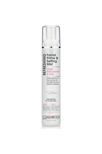 Giovanni Facial Prime & Setting Mist, Infused with Fresh Rose Water & Aloe, 147ml