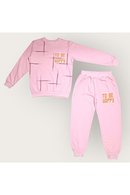 To be happy motif girl's tracksuit mnk0624 pink